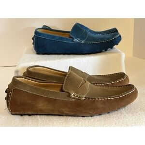 Massimo Matteo 2 PAIR! Suede Nubuck Penny Driver Loafers Shoes Men's Size 10